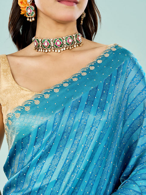 Mohey Blue Elegance Saree