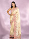 Mohey Enthralling Cream Organza Saree