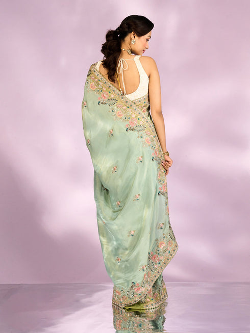 Mohey Sea Green Elegance Saree