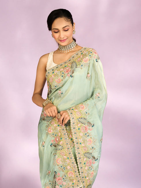 Mohey Sea Green Elegance Saree