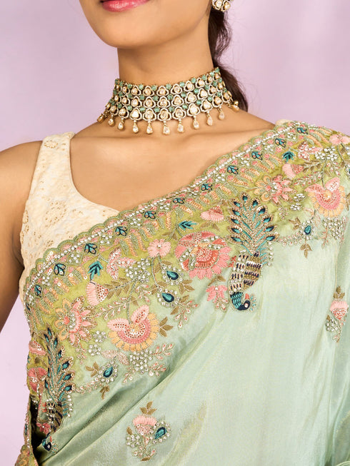 Mohey Sea Green Elegance Saree
