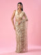Mohey Beige Net Saree with Moti and Sequin Work