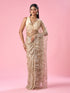 Mohey Beige Net Saree with Moti and Sequin Work