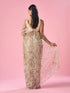 Mohey Beige Net Saree with Moti and Sequin Work