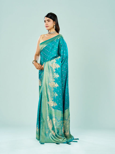 Mohey Elegance Defined Rama Green Saree