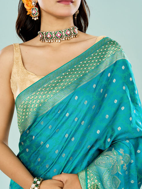 Mohey Elegance Defined Rama Green Saree