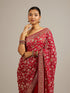 Mohey Rani Red Floral Jaal Patterned Saree with Bel Buti Borders