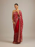 Mohey Rani Red Floral Jaal Patterned Saree with Bel Buti Borders