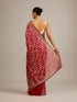 Mohey Rani Red Floral Jaal Patterned Saree with Bel Buti Borders