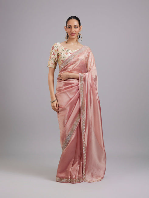 Mohey Dusty Pink Organza Saree