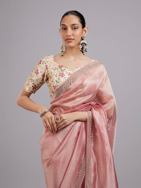 Mohey Dusty Pink Organza Saree