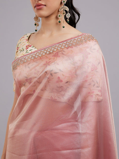 Mohey Dusty Pink Organza Saree