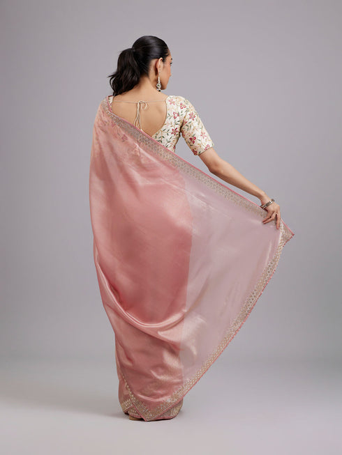 Mohey Dusty Pink Organza Saree