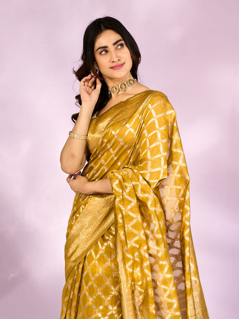 Mohey Yellow Weave Saree