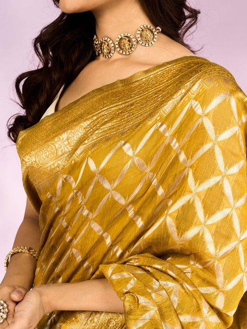Mohey Yellow Weave Saree