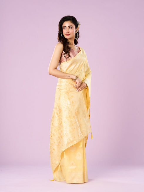Mohey Glistening Light Yellow Saree