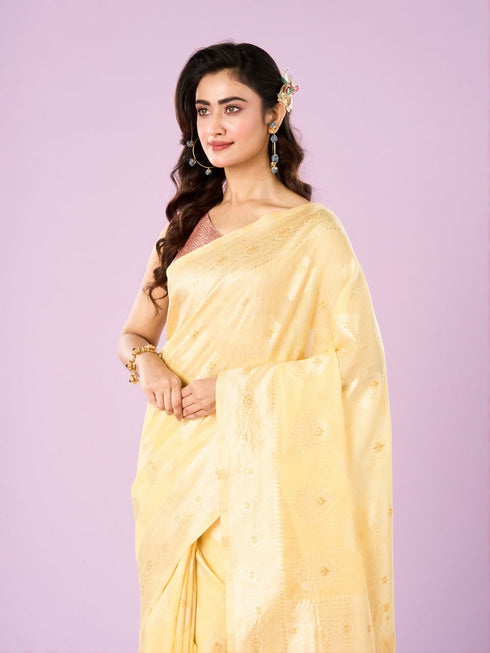 Mohey Glistening Light Yellow Saree