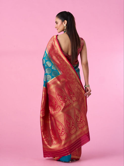 Mohey Radiant Blue Elegance Saree