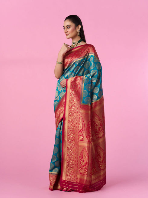 Mohey Radiant Blue Elegance Saree