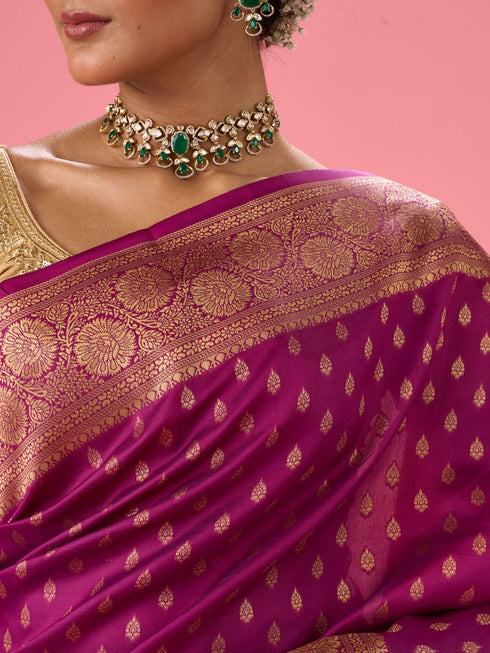 Mohey Wine Red Festivity Saree