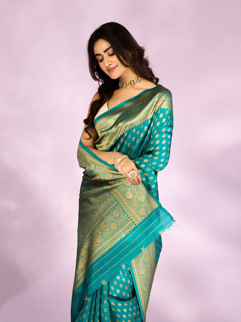 Mohey Resplendent Rama Green Saree