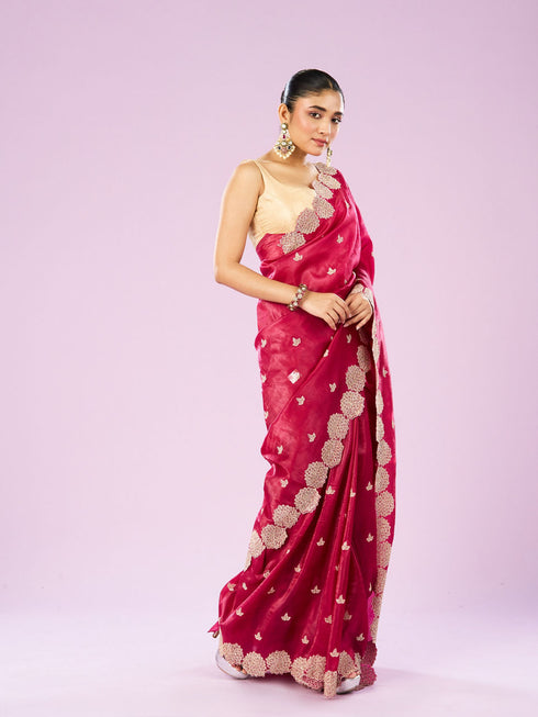 Mohey Royal Rani Organza Saree