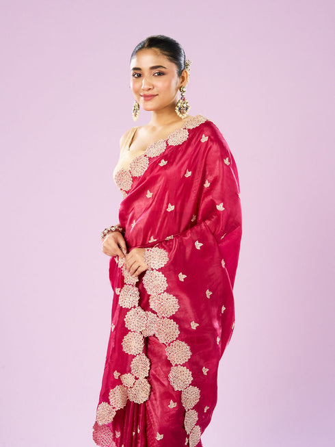 Mohey Royal Rani Organza Saree