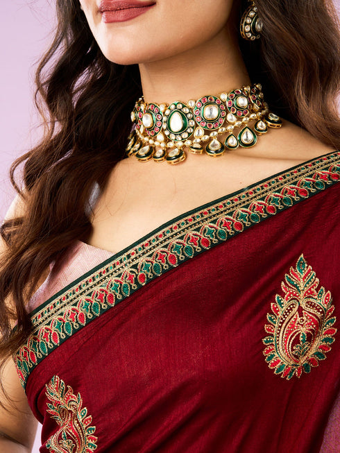 Mohey Maroon Majesty Silk Saree