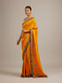 Mohey Mustard Yellow Buta Embroidered Saree with Intricate Borders And Rhinestone Work