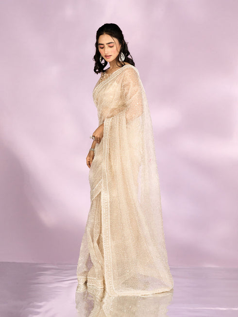 Mohey Elegance Redefined Cream Saree