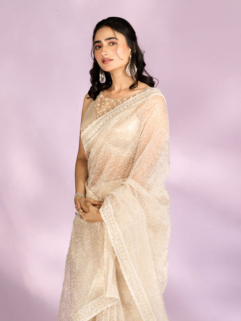 Mohey Elegance Redefined Cream Saree
