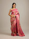 Mohey Rani Pink Grid Patterned Saree with Peacock Motifs