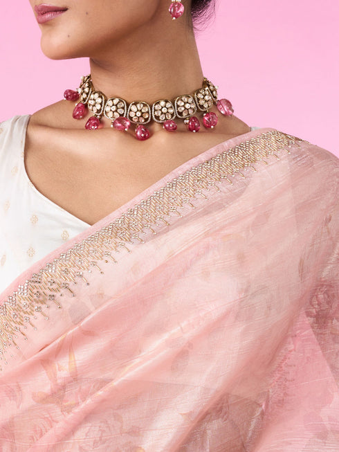 Mohey Illuminate Pink Organza Saree