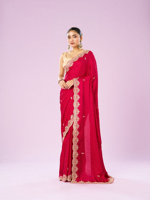Mohey Radiant Rani Pink Saree