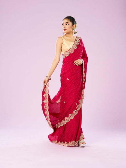 Mohey Radiant Rani Pink Saree