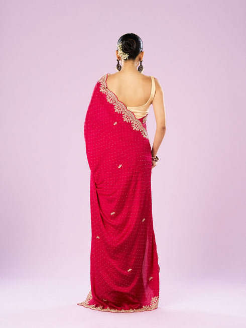 Mohey Radiant Rani Pink Saree