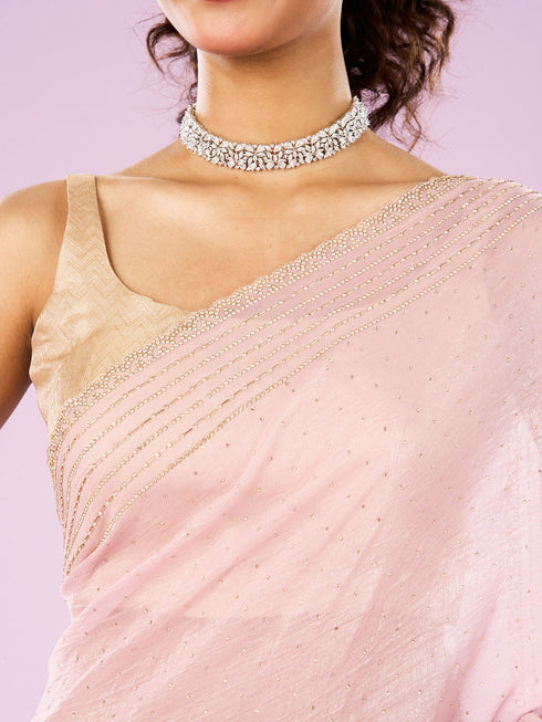 Mohey Elegant Pink Organza Saree