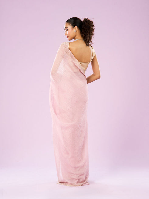 Mohey Elegant Pink Organza Saree