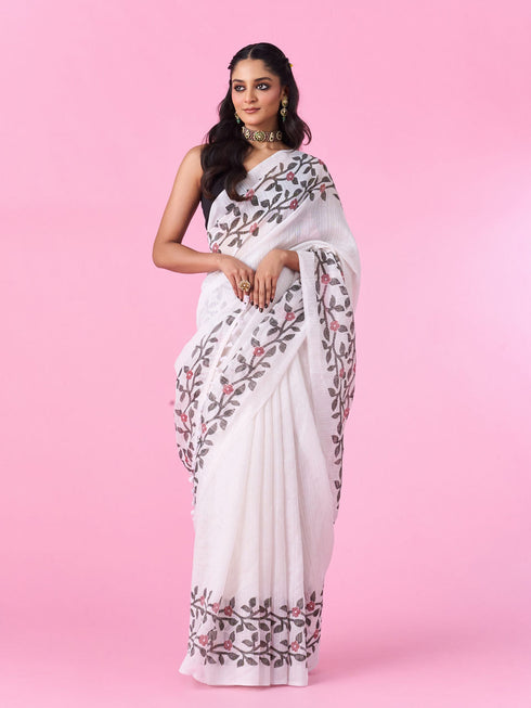 Mohey White Elegance Saree