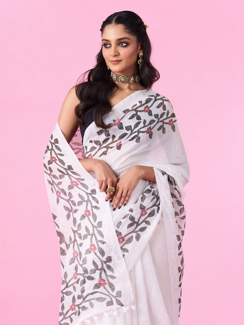 Mohey White Elegance Saree