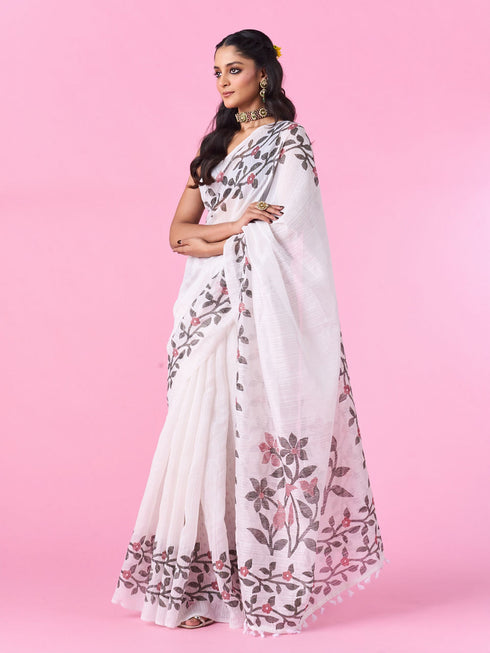 Mohey White Elegance Saree