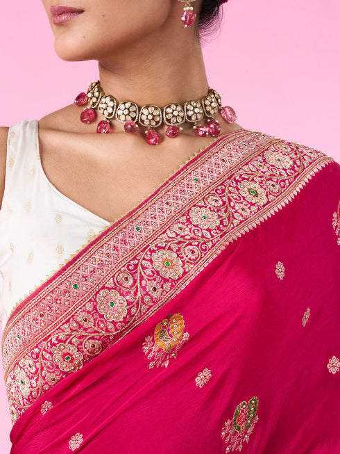 Mohey Elegant Pink Bridal Saree