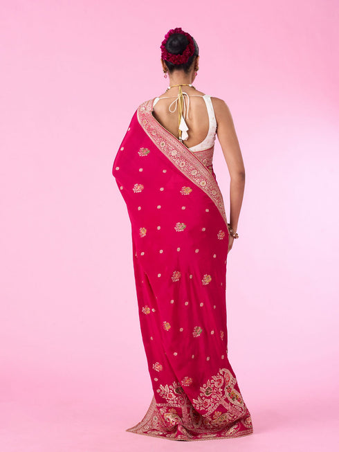 Mohey Elegant Pink Bridal Saree