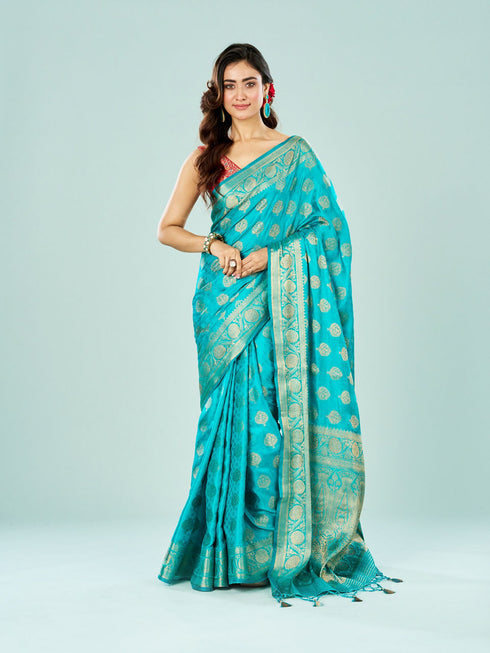 Mohey Ravishing Rama Green Saree