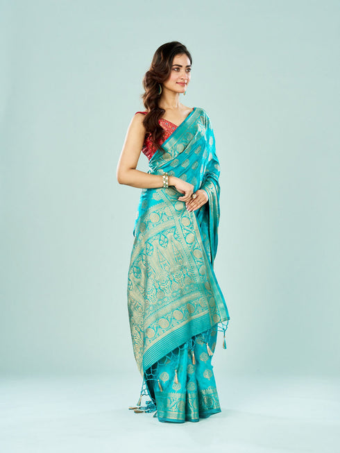 Mohey Ravishing Rama Green Saree