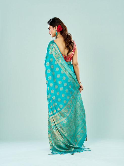 Mohey Ravishing Rama Green Saree