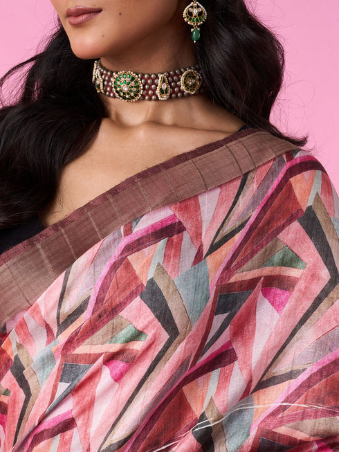Mohey Ravishing Brown Saree Ensemble