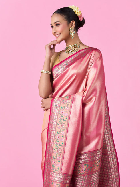 Mohey Rani Pink Opulence Banarasi Saree