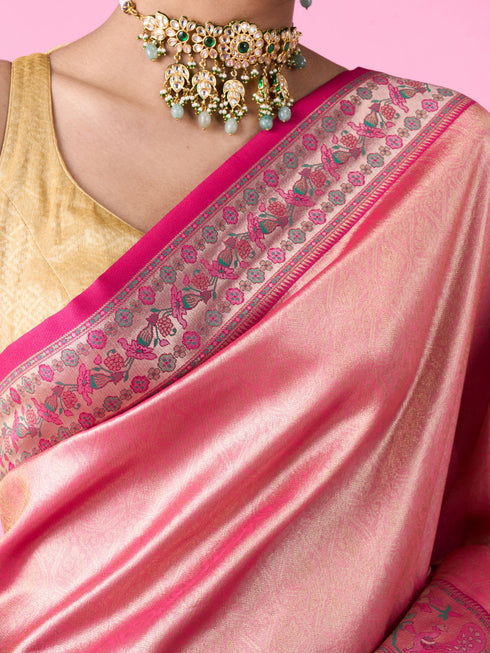 Mohey Rani Pink Opulence Banarasi Saree