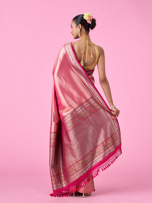 Mohey Rani Pink Opulence Banarasi Saree
